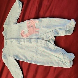 Child of Mine 0-3M Teal with pink Flowers and Dino